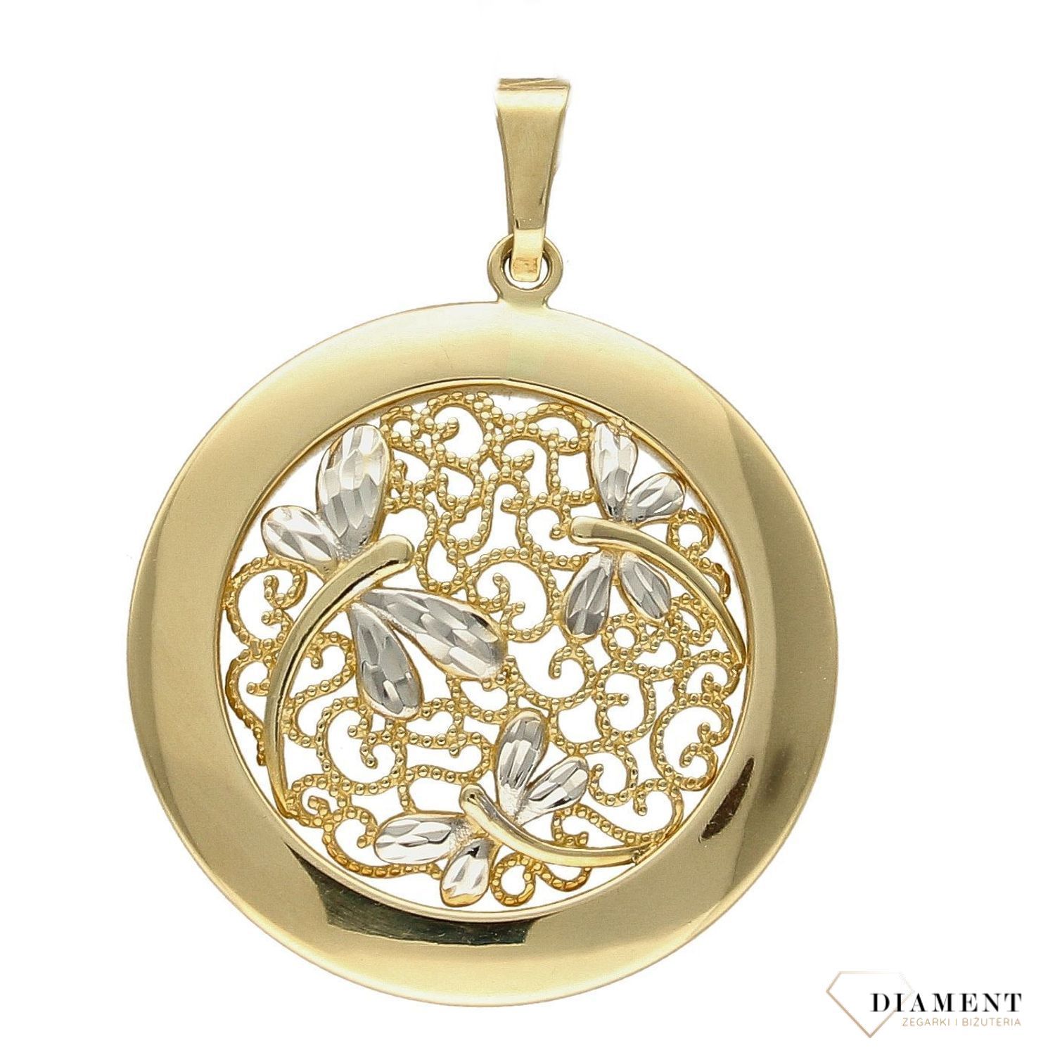 Złota zawieszka 585 ażurowe koło z motywem ważki ZA 5713 585 to klasyczny element biżuterii mogącej pięknie ozdobić każdy kobiecy dekolt. To dodatek, który nie tylko pozwala uatrakcyjnić wizerunek, ale także w ciągu kilku .jpg